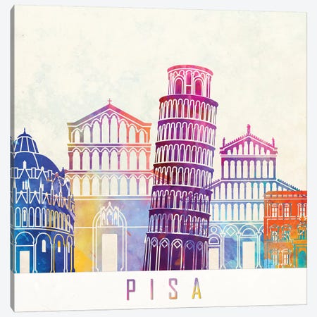 Pisa Landmarks Watercolor Poster Canvas Print #PUR575} by Paul Rommer Canvas Print