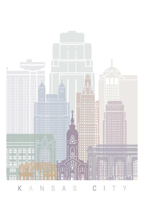 Kansas City Skyline Poster Pastel