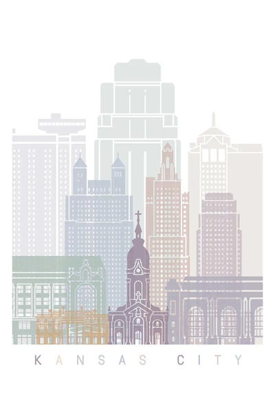 Paul Rommer: Kansas City Skyline Poster Pastel by Paul Rommer