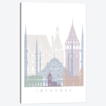 Istanbul Skyline Poster Pastel Canvas Print #PUR5765} by Paul Rommer Art Print