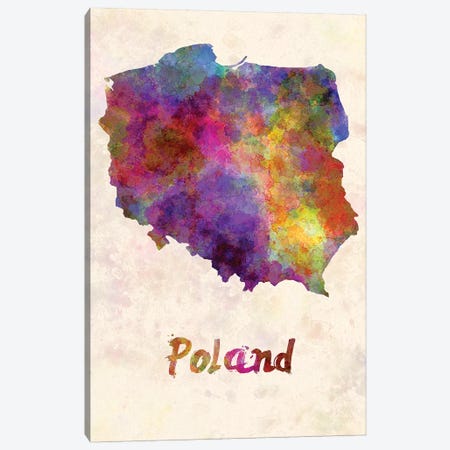 Poland In Watercolor Canvas Print #PUR578} by Paul Rommer Canvas Wall Art