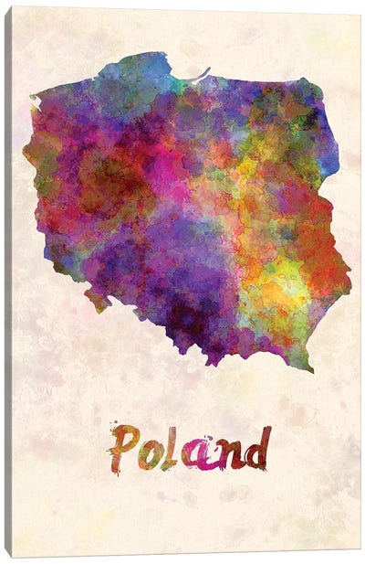 Poland In Watercolor Canvas Art Print - Country Maps