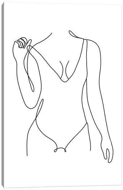 Female Minimalist Bust XIII Canvas Art Print - Women's Swimsuit & Bikini Art
