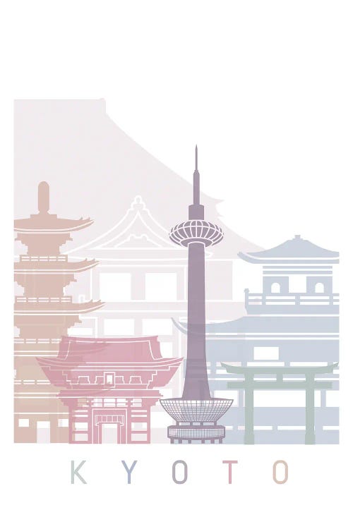 Kyoto Skyline Poster Pastel by Paul Rommer wall art