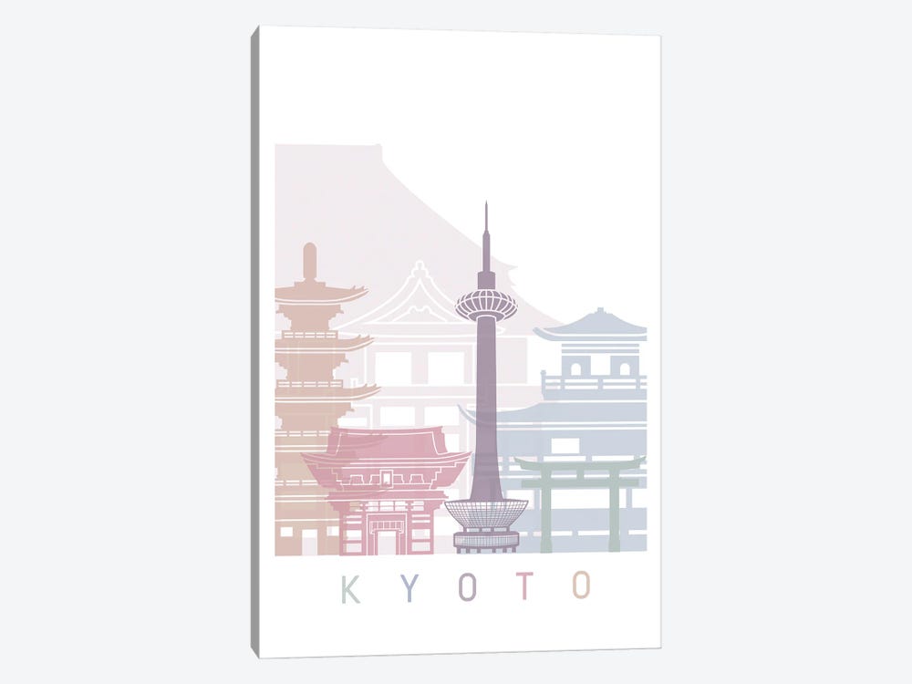 Kyoto Skyline Poster Pastel by Paul Rommer 1-piece Canvas Artwork