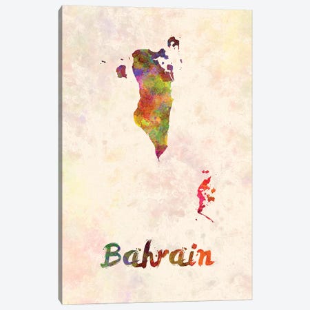 Bahrain In Watercolor Canvas Print #PUR57} by Paul Rommer Canvas Artwork