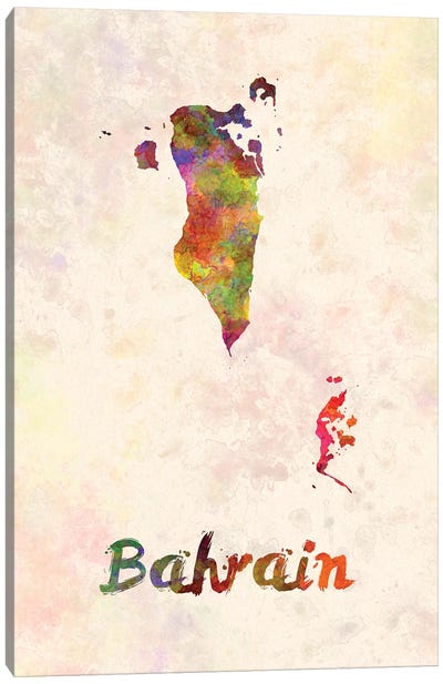 Bahrain In Watercolor Canvas Art Print - Country Maps