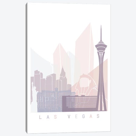 Las Vegas Skyline Poster Pastel Canvas Print #PUR5801} by Paul Rommer Canvas Art Print