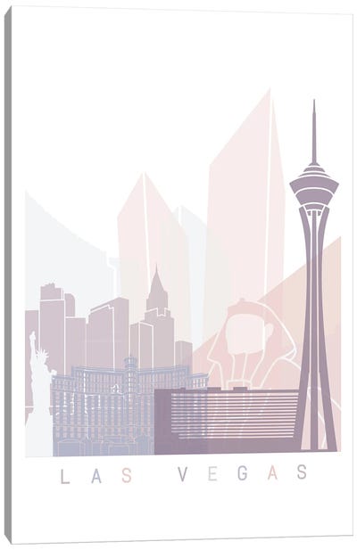 Las Vegas Skyline Poster Pastel Canvas Art Print - Las Vegas Skylines