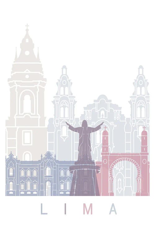 Lima Skyline Poster Pastel