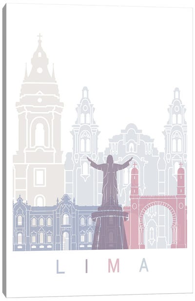 Lima Skyline Poster Pastel Canvas Art Print