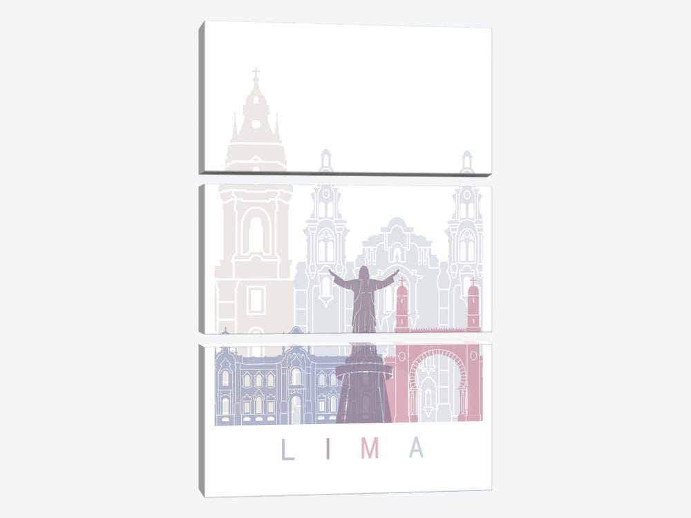 Lima Skyline Poster Pastel by Paul Rommer 3-piece Art Print
