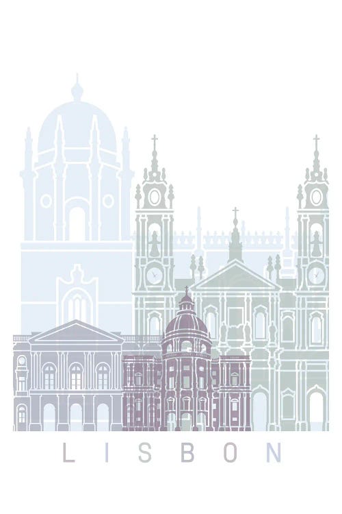 Lisbon II Skyline Poster Pastel