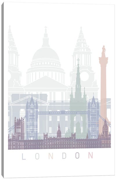 London Skyline Poster Pastel Canvas Art Print - London Skylines