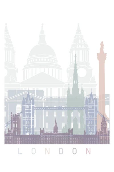 London Skylines: London Skyline Poster Pastel by Paul Rommer