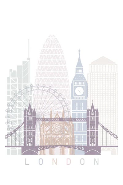 London II Skyline Poster Pastel by Paul Rommer canvas print