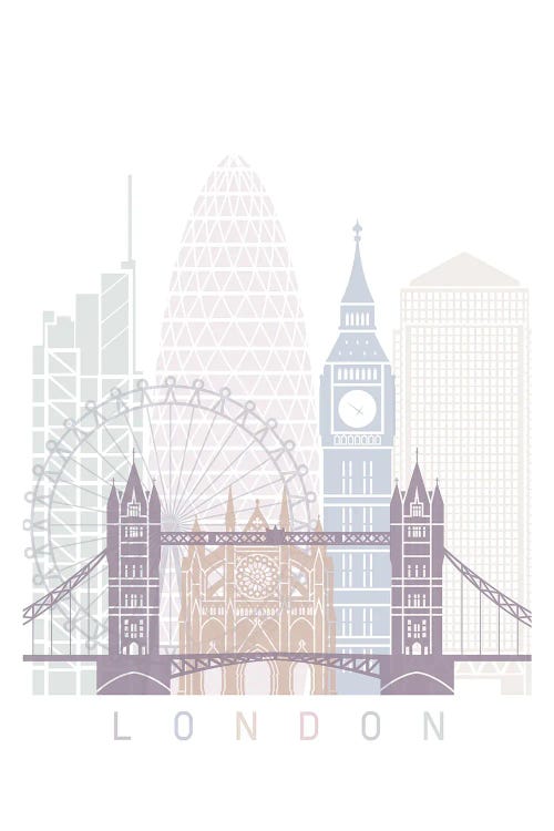 London II Skyline Poster Pastel