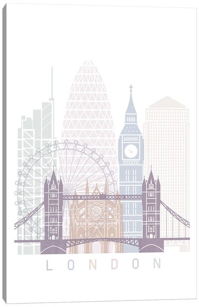 London II Skyline Poster Pastel Canvas Art Print - London Skylines