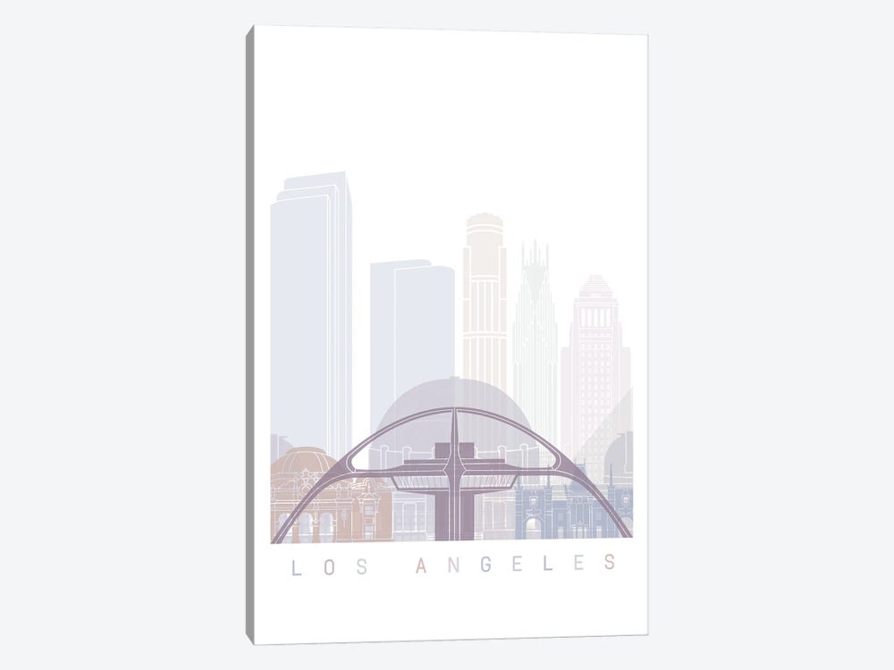 Los Angeles Skyline Poster Pastel by Paul Rommer 1-piece Canvas Wall Art