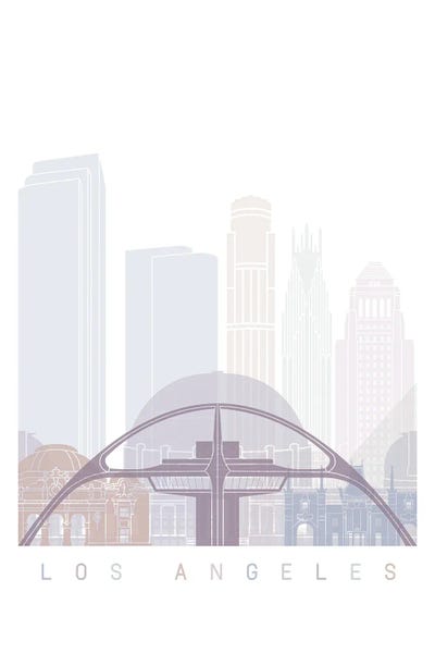 Los Angeles Skylines: Los Angeles Skyline Poster Pastel by Paul Rommer