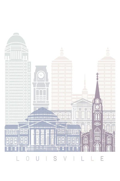 Kentucky: Louisville Skyline Poster Pastel by Paul Rommer