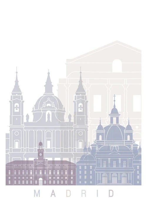 Madrid II Skyline Poster Pastel