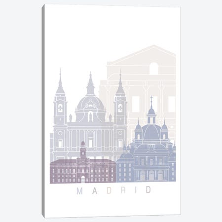 Madrid II Skyline Poster Pastel Canvas Print #PUR5830} by Paul Rommer Canvas Artwork