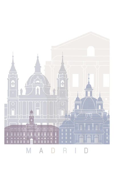 Community Of Madrid: Madrid II Skyline Poster Pastel by Paul Rommer
