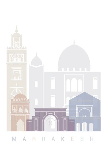 Marrakesh: Marrakesh Skyline Poster Pastel by Paul Rommer
