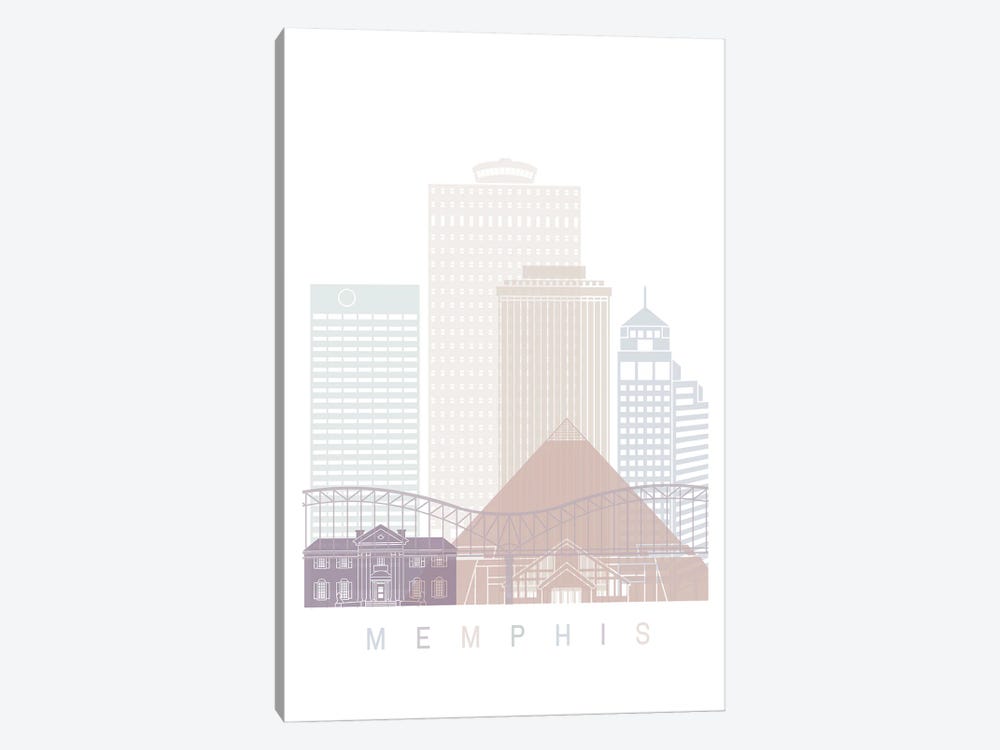 Memphis Skyline Poster Pastel by Paul Rommer 1-piece Art Print