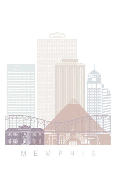 Tennessee: Memphis Skyline Poster Pastel by Paul Rommer