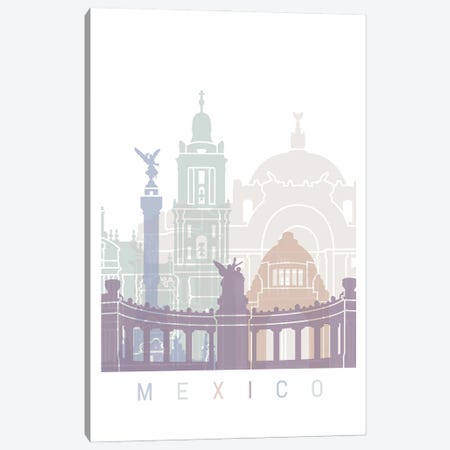 Mexico Skyline Poster Pastel Canvas Print #PUR5842} by Paul Rommer Art Print