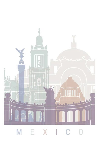 Mexico City: Mexico Skyline Poster Pastel by Paul Rommer