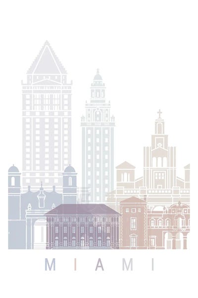 Miami: Miami Skyline Poster Pastel by Paul Rommer