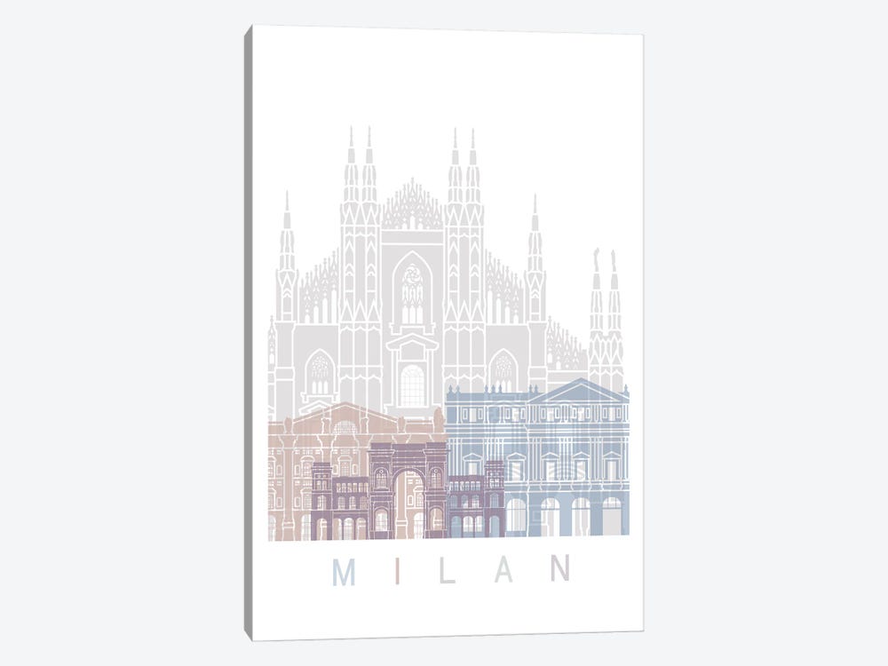 Milan Skyline Poster Pastel by Paul Rommer 1-piece Art Print
