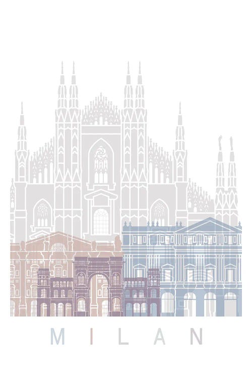 Milan Skyline Poster Pastel