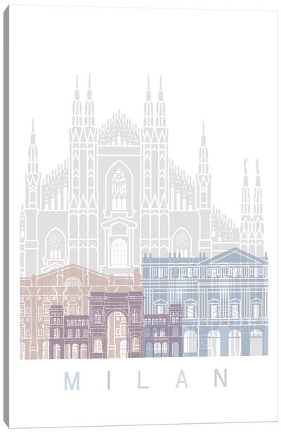 Milan Skyline Poster Pastel Canvas Art Print
