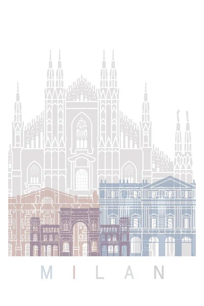 Lombardy: Milan Skyline Poster Pastel by Paul Rommer