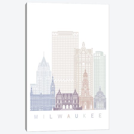 Milwaukee Skyline Poster Pastel Canvas Print #PUR5845} by Paul Rommer Canvas Artwork