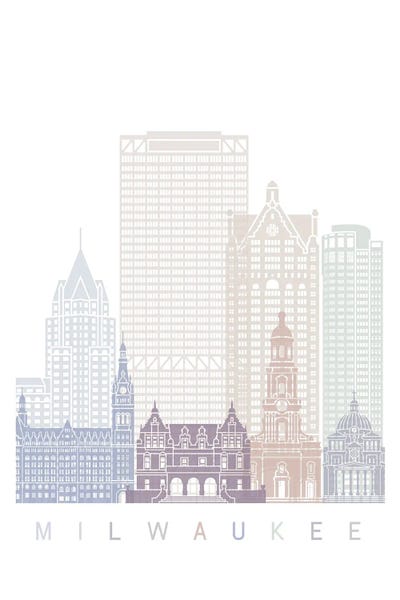 Paul Rommer: Milwaukee Skyline Poster Pastel by Paul Rommer