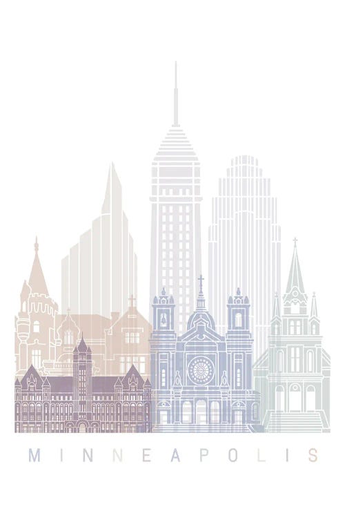 Minneapolis Skyline Poster Pastel