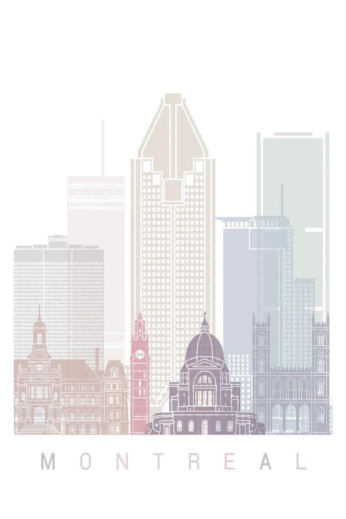 Montreal Skyline Poster Pastel by Paul Rommer wall art