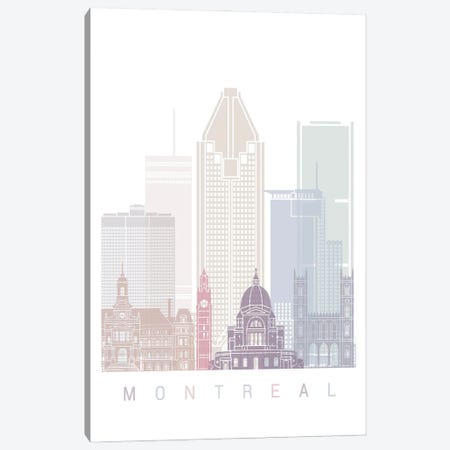 Montreal Skyline Poster Pastel Canvas Print #PUR5849} by Paul Rommer Canvas Art Print