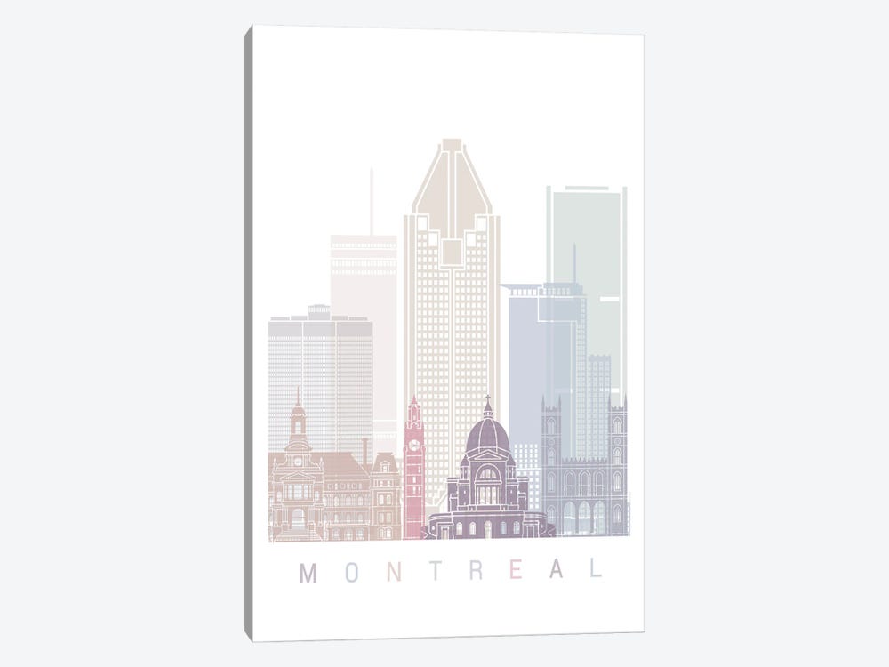 Montreal Skyline Poster Pastel by Paul Rommer 1-piece Canvas Artwork