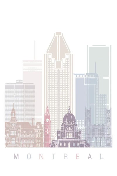 Quebec: Montreal Skyline Poster Pastel by Paul Rommer