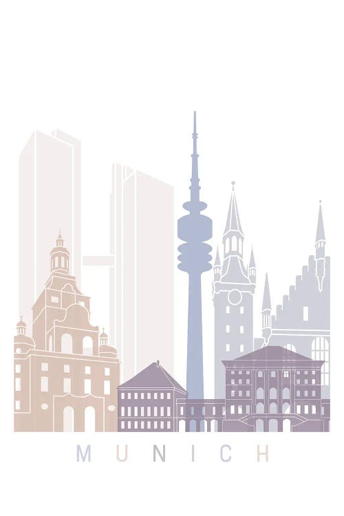 Munich Skyline Poster Pastel