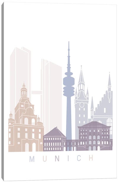 Munich Skyline Poster Pastel Canvas Art Print - Munich Art