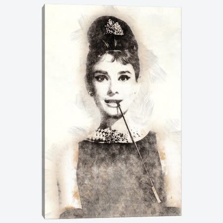 Audrey Hepburn Canvas Print #PUR5885} by Paul Rommer Canvas Art