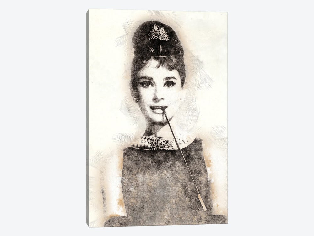 Audrey Hepburn by Paul Rommer 1-piece Canvas Wall Art