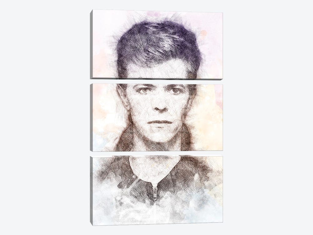 David Bowie by Paul Rommer 3-piece Canvas Wall Art